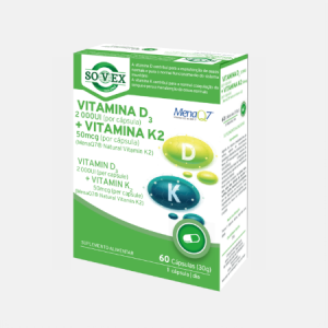 Vitamina D3 + K2 – 60 cápsulas – Sovex