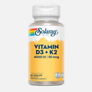 Vitamin D3 4000 + K2 50mcg – 60 cápsulas – Solaray