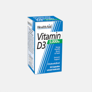 Vitamina D3 5000 IU – 30 cápsulas – Health Aid