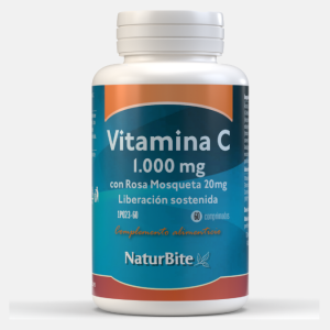 Vitamina C 1000mg + Rosa Mosqueta 20mg + Bioflavonóides – 60 comprimidos – NaturBite