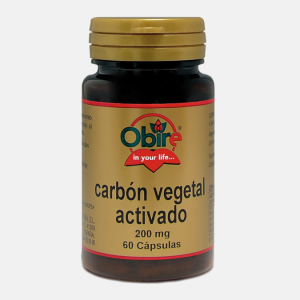 Carvão vegetal ativado 200mg – 60 cápsulas – Obire