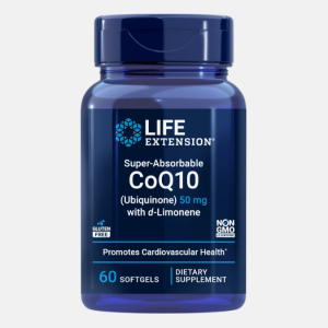 Super-Absorbable Ubiquinone CoQ10 with d-Limonene 50mg – 60 softgels – Life Extension