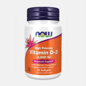 Vitamin D3 2000 IU – 30 cápsulas – Now