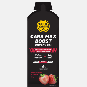 CarbMax Boost Energy Gel Strawberry – 16 x 60g – Gold Nutrition