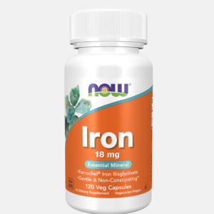 Iron 18 mg – 120 veg cápsulas – Now