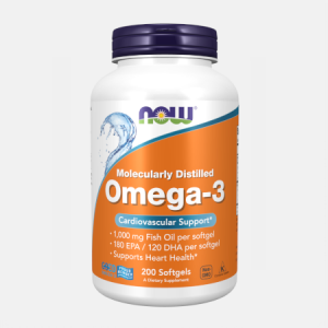 Omega-3 Fish Oil Molecularly Distilled 1000mg – 200 cápsulas – Now