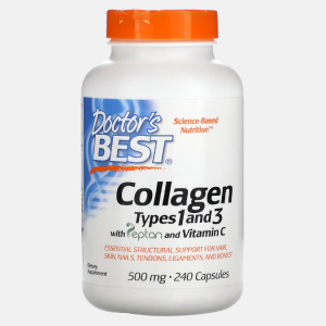 Collagen Types 1 and 3 with Peptan and Vitamin C 500mg – 240 cápsulas – Doctor’s Best