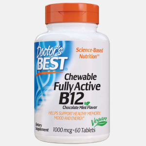 Chewable Fully Active B12 Chocolate Mint 1000mcg – 60 comprimidos – Doctor’s Best