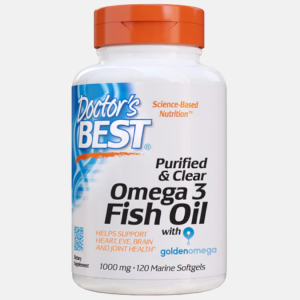 Purified & Clear Omega 3 Fish Oil with Goldenomega – 1000mg – 120 Marine Softgels – Doctor’s Best