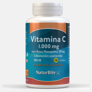 Vitamina C 1000mg + Rosa Mosqueta 20mg + Bioflavonóides – 180 comprimidos – NaturBite