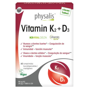 Vitamin K2 + D3 – 60 comprimidos mastigáveis – Physalis