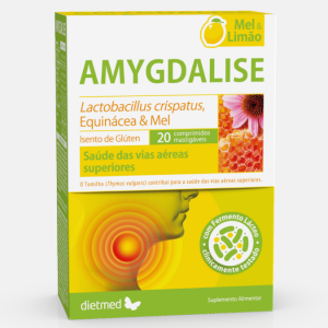 Amygdalise Mel e Limão – 20 comprimidos mastigáveis – Dietmed